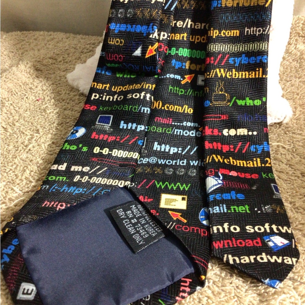 Multicolor Code-Print Men's Tie - Tech Text Pattern - Picture 10 of 12